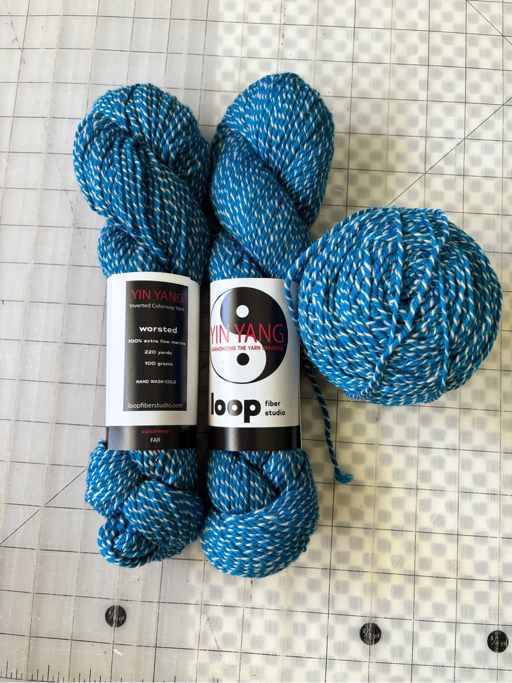Loop Fiber Studio Yin Yang Worsted Yarn - Blue & White Twisty Skeins